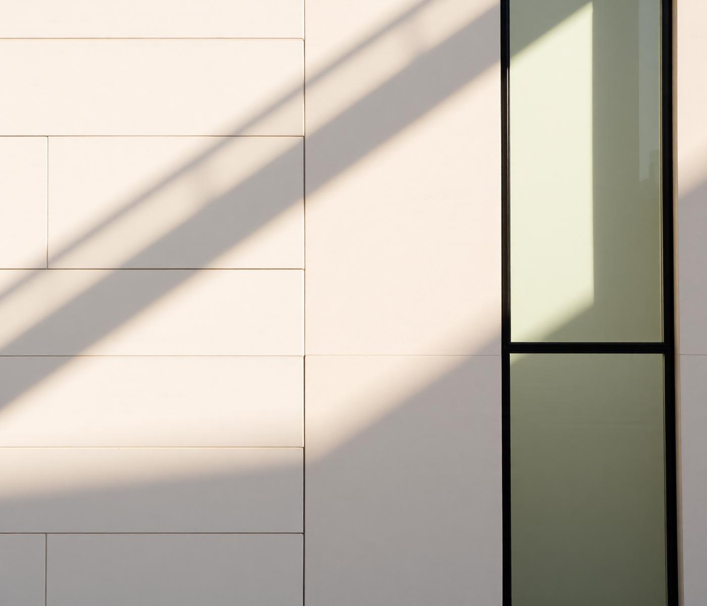Limestone and glass facade detail